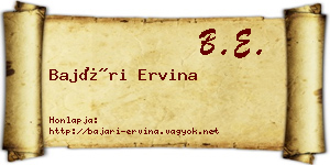 Bajári Ervina névjegykártya